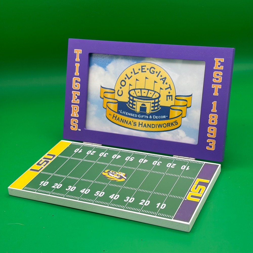LSU Tigers Tailgate Folding Photo Frame Football Field Purple Gold NCAA Decor